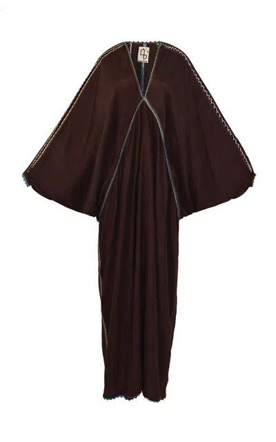 Supernaturae Cosima Silk Maxi Dress In Brown