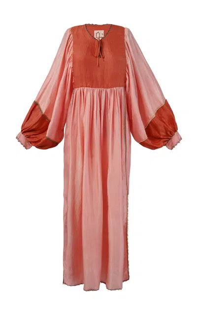 Supernaturae Serafina Pink Clay Silk Maxi Dress In Orange