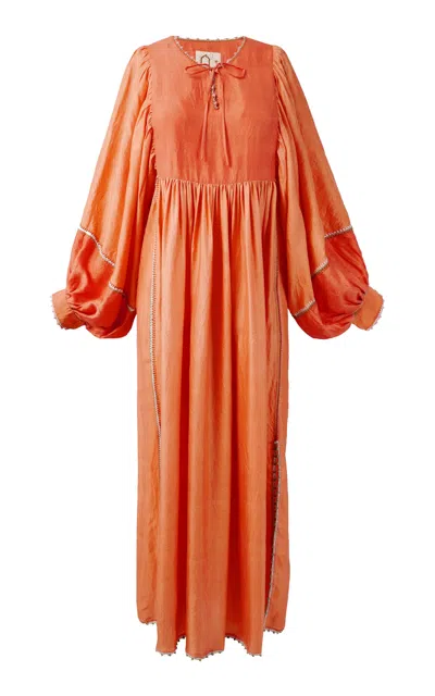 Supernaturae Serafina Silk Maxi Dress In Orange
