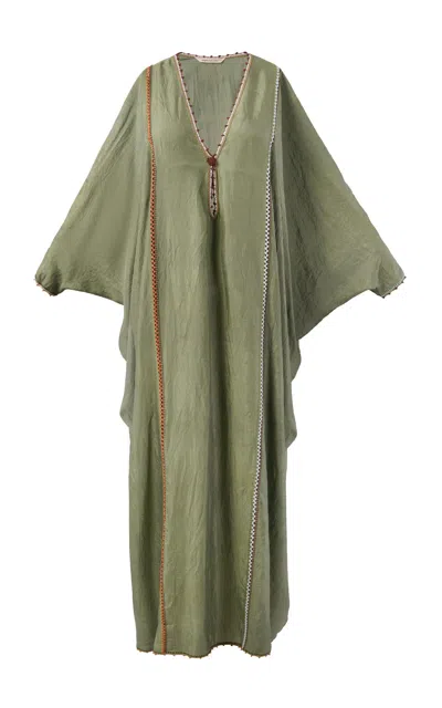 Supernaturae Thea Silk Maxi Dress In Green