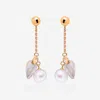 SUPERORO SUPERORO 18K YELLOW GOLD, PEARL AND FACETED QUARTZ DROP EARRINGS