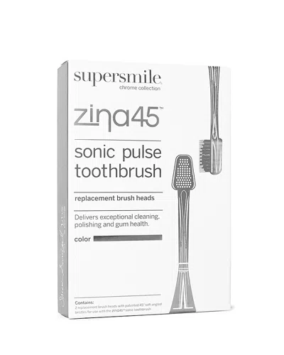 Supersmile Zina45 Sonic Pulse Toothbrush Chrome Silver Replacement Heads Set Of 2.