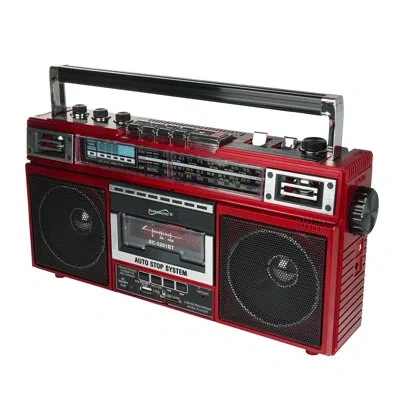 Supersonic ® Sc-3201bt Retro Bluetooth® Cassette/am/fm/shortwave Boom Box In Red
