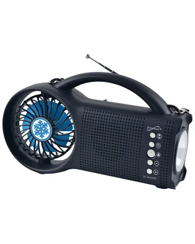 Supersonic Solar Power Bluetooth Speaker With Fm Radio/led Torch Light/fan In Black