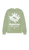 Supervsn Free Form Block Crewneck Sweatshirt In Sage