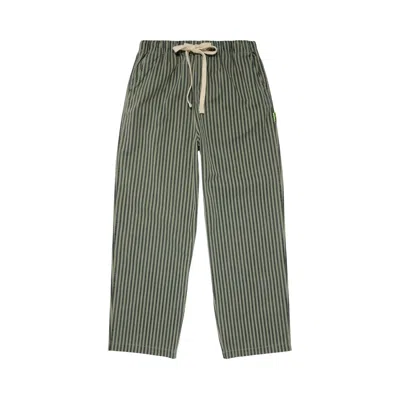 Pre-owned Supervsn Washed Stripe Chef Pant 'lint' | Green | Men's Size L