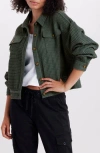 Supplies By Union Bay Waffle Knit Crop Shirt Jacket In Fatigue Green