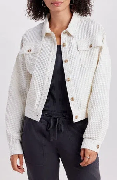 Supplies By Union Bay Waffle Knit Crop Shirt Jacket In Muslin