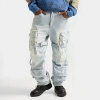 Supply And Demand Men's Smoke Rise Retro Utility Cargo Strap Denim Jeans In Speckle Blue