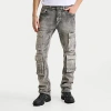 Supply And Demand Smoke Rise Men's Stacked Utility Cargo Denim Jeans In Union Grey