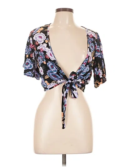 Pre-owned Supre Short Sleeve Blouse In Black