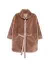 Suprema Belted Shearling Jacket In Multi