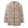 Suprema Reversible Hooded Fur Jacket In Neutrals