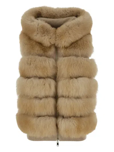 SUPREMA HOODED FUR-PANEL VEST