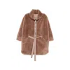 Suprema Belted Shearling Jacket In Neutrals