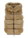 Suprema Hooded Fur-panel Vest In Brown