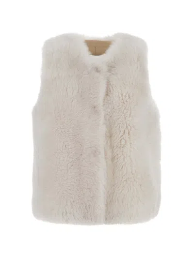 Suprema White Shearling Leather Gilet