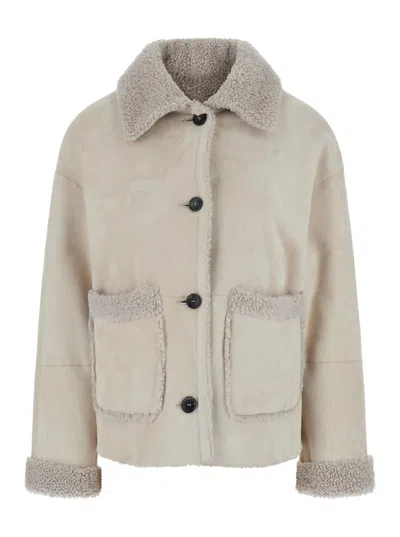 Suprema Shearling Jacket In Beige