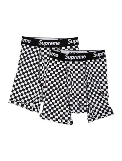 Pre-owned Supreme 2 Pair Boxer Briefs Plaid Print Boxers In Black