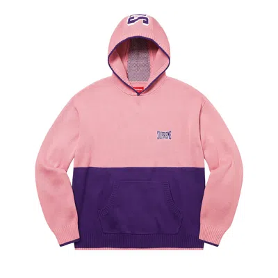 Pre-owned Supreme 2-tone Hooded Sweater 'pink'