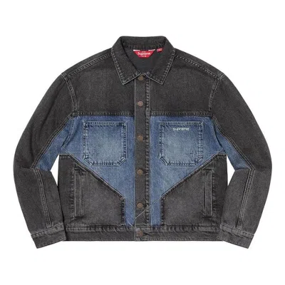 Supreme 2-tone Paneled Denim Jacket 'blue Teal'
