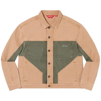 Pre-owned Supreme 2-tone Paneled Denim Jacket 'brown' | Men's Size L