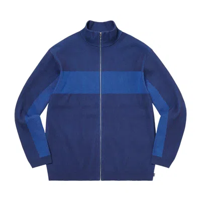 Pre-owned Supreme 2-tone Ribbed Zip Up Sweater 'blue' | Men's Size Xl