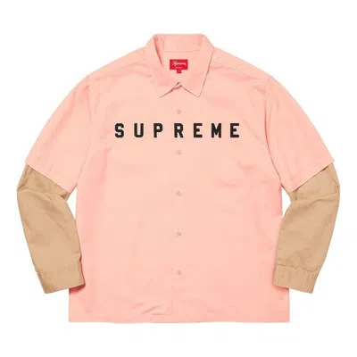 Supreme 2-tone Work Shirt 'pink Tan'
