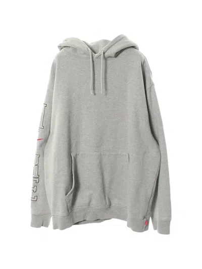 Pre-owned Supreme 2000s Embroidered Pullover Hoodie In Grey