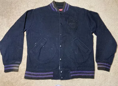 Pre-owned Supreme 2001  Varsity Jacket S Logo Sports Vintage 90's 2000s In Black