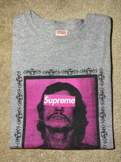 Pre-owned Supreme 2008  Charles Bronson Chaos Box Logo Art Film Actor In Grey