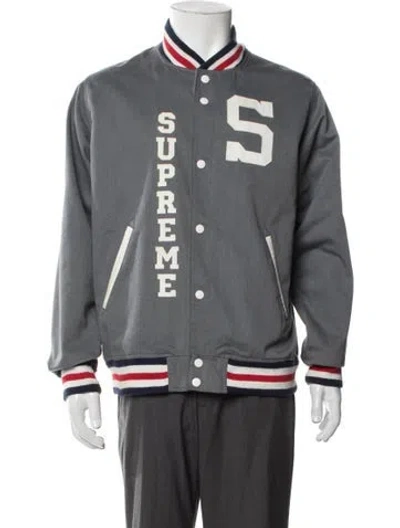 Pre-owned Supreme 2009 Aces Baseball Varsity Jacket In Gray