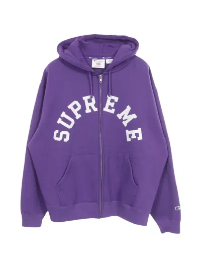 Pre-owned Supreme 2010s Logo Zip-up Hoodie In Purple