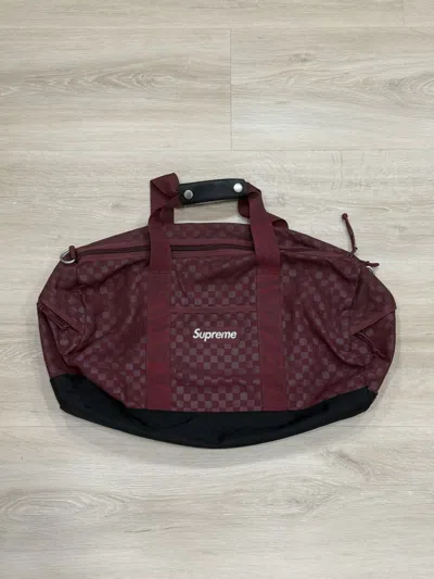 Pre-owned Supreme 2011 Damier Checkered Small Duffle Bag In Red