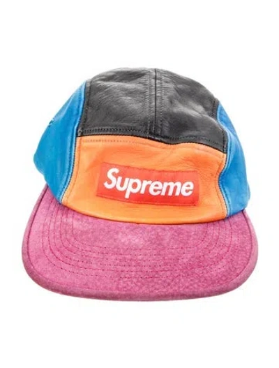 Pre-owned Supreme 2012 Leather Suede Camp Cap In Multi