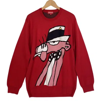 Pre-owned Supreme 2014 Pink Panther Knit Sweater In Red