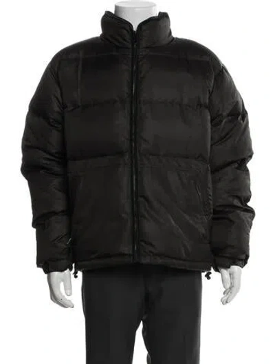 Pre-owned Supreme 2017 Reflective Sleeve Logo Puffer Coat In Black