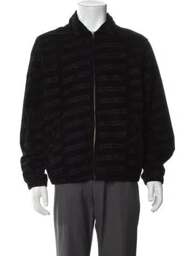 Pre-owned Supreme 2018 Debossed Logo Corduroy Puffer Coat In Black