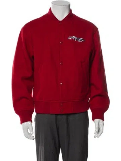Pre-owned Supreme 2019 Delta Logo Varsity Bomber Jacket In Red