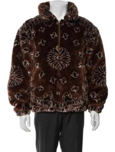 Pre-owned Supreme 2021 Bandana Faux Fur Bomber Jacket In Brown