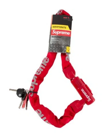 Pre-owned Supreme 2021 Kryptonite Integrated Chain Lock In Red