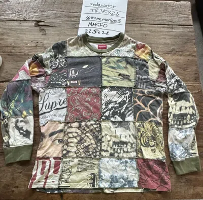 Pre-owned Supreme 2021 Mosaic Patchwork Long Sleeve Large Shirt Green