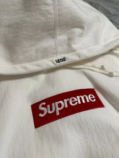 Pre-owned Supreme 2021  Box Logo Hoodie In White