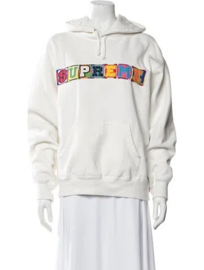 Pre-owned Supreme 2023 Beaded Hooded Sweatshirt Hoodie In White