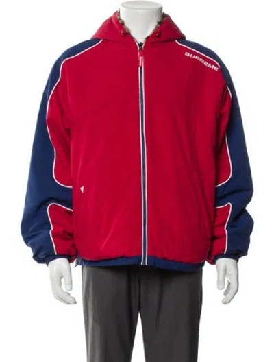 Pre-owned Supreme 2025 Faux Fur Reversible Hooded Track Windbreaker In Red