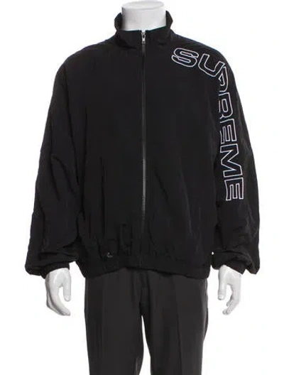 Pre-owned Supreme 2025 Spellout Embroidered Ripstop Track Windbreaker In Gray