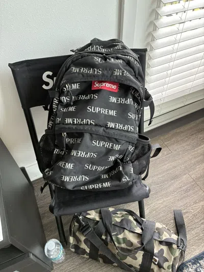 Pre-owned Supreme 3m Repeating Backpack In Black