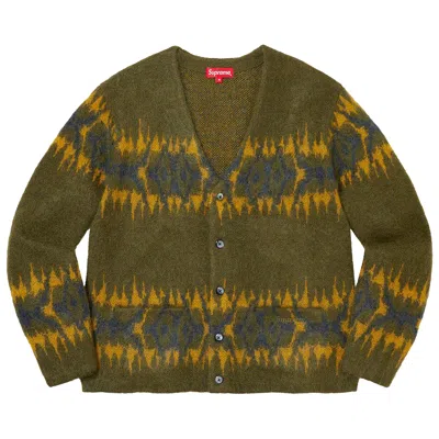 Pre-owned Supreme Abstract Stripe Cardigan 'olive' | Green | Men's Size Xl