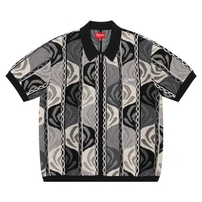 Pre-owned Supreme Abstract Textured Zip Up Polo 'black' | Men's Size M