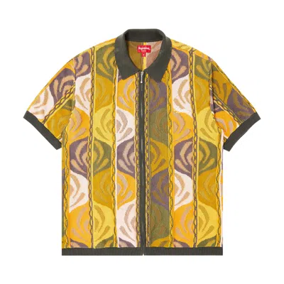 Pre-owned Supreme Abstract Textured Zip Up Polo 'dark Olive' | Green | Men's Size Xxl